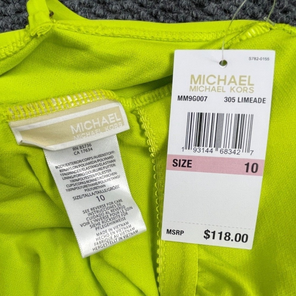 NWT Michael Kors Womens Limeade Adjustable Strap Padded One Piece Swimsuit 10 - Picture 4 of 7